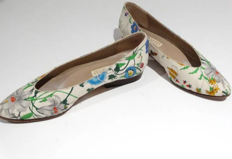 1980s Gucci "Flora" Print Flats