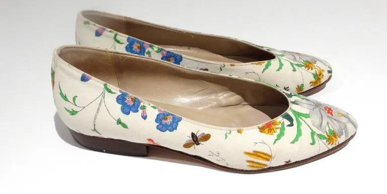 1980s Gucci "Flora" Print Flats