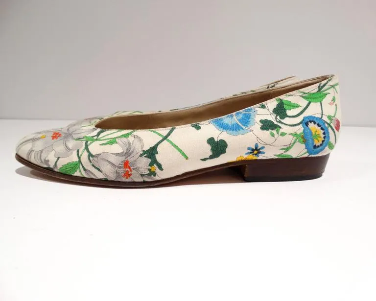 1980s Gucci "Flora" Print Flats