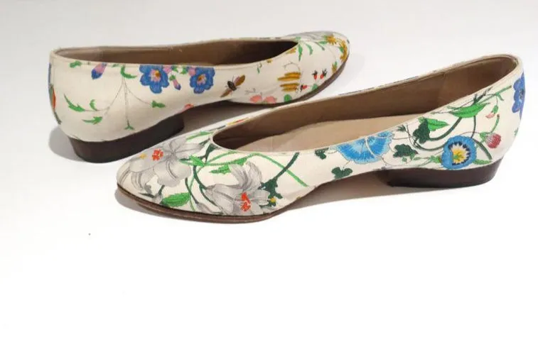 1980s Gucci "Flora" Print Flats