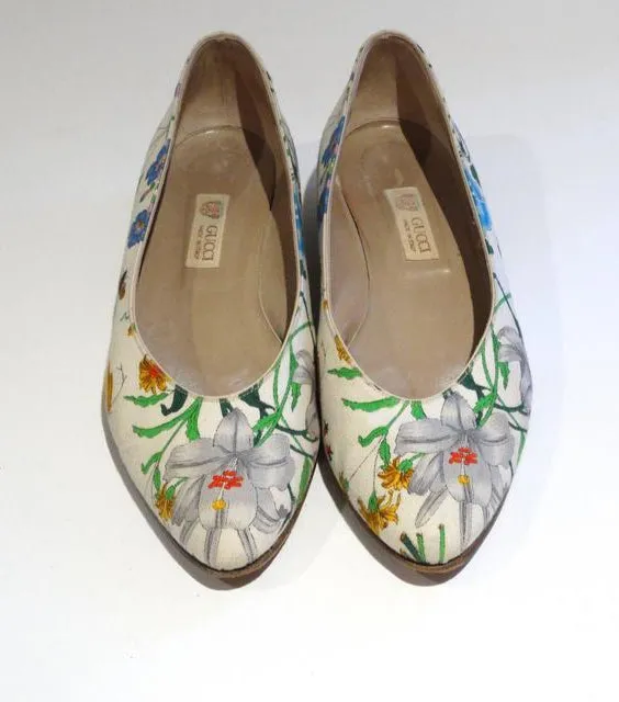 1980s Gucci "Flora" Print Flats