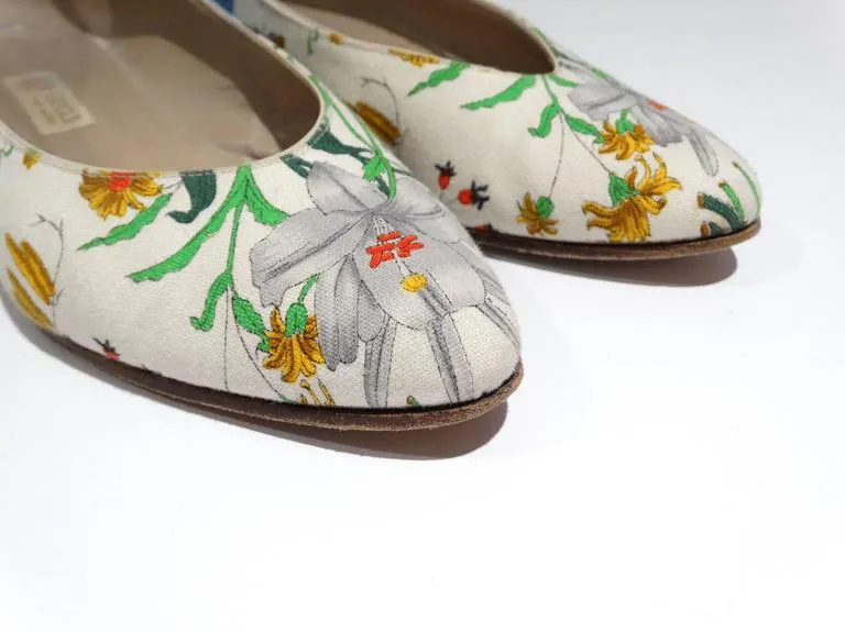 1980s Gucci "Flora" Print Flats