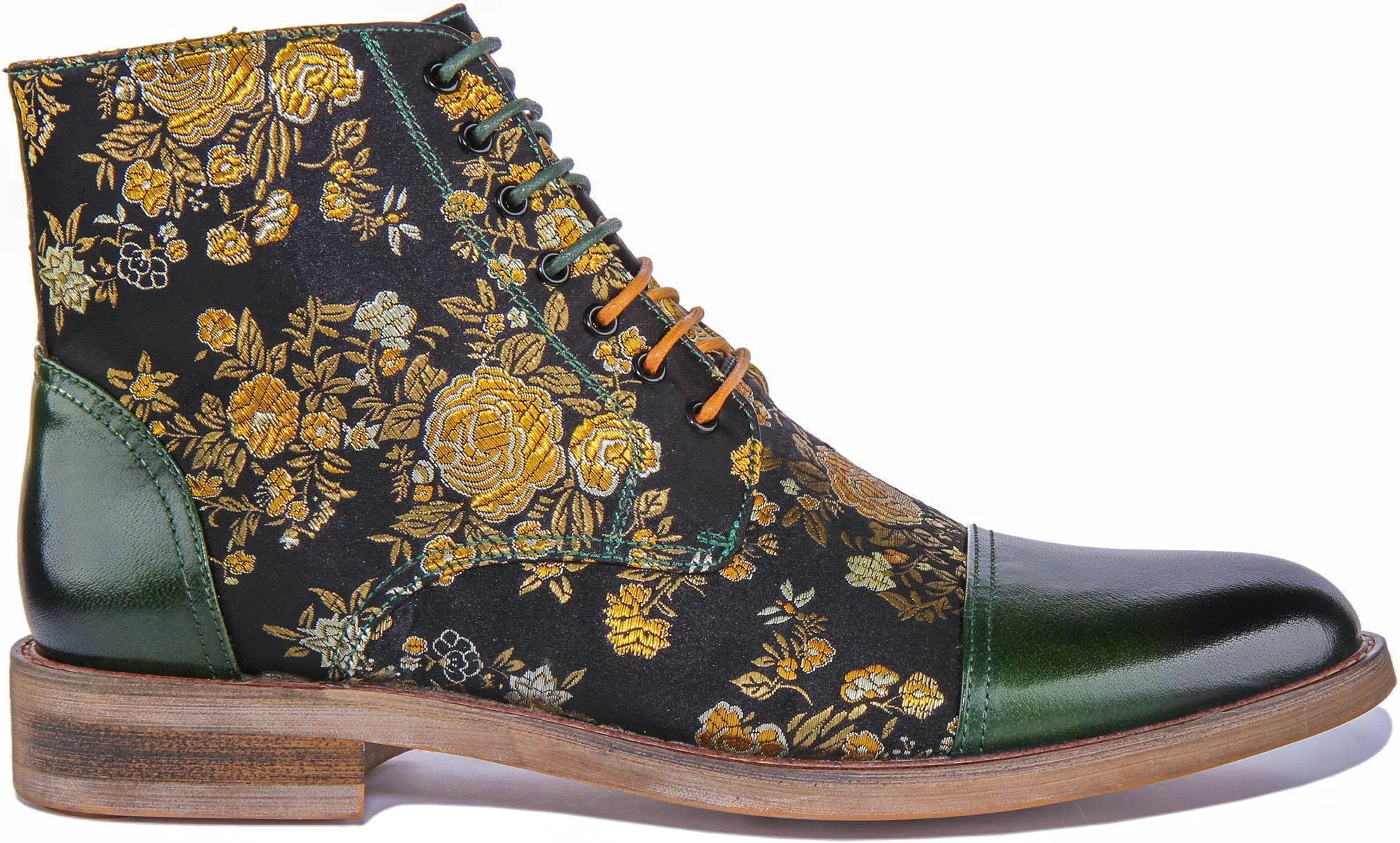 Adam Floral Ankle Boots In Green