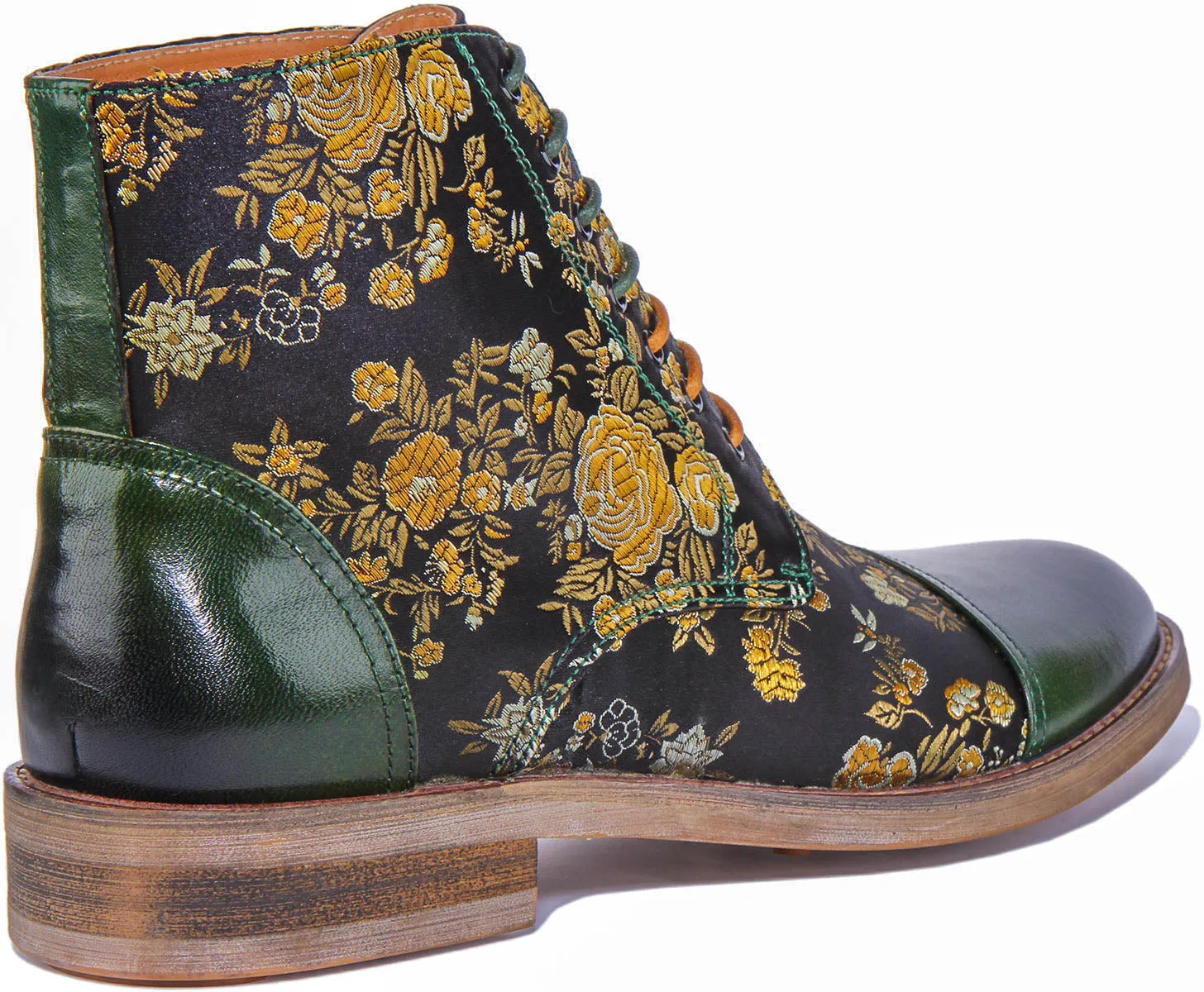 Adam Floral Ankle Boots In Green