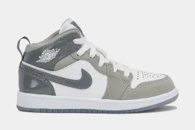 Air Jordan 1 Mid SE Preschool Lifestyle Shoes (White/Cool Grey/Medium Grey)