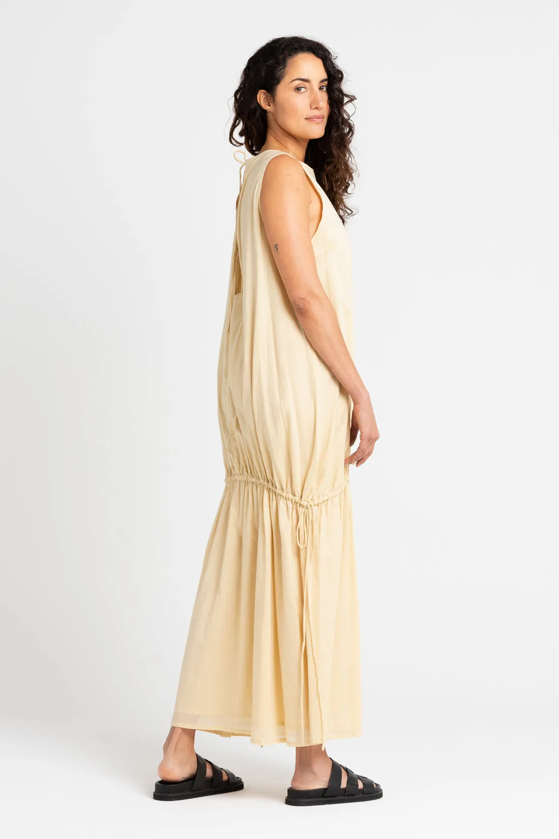 Angy Gathered Maxi Dress Italian Straw