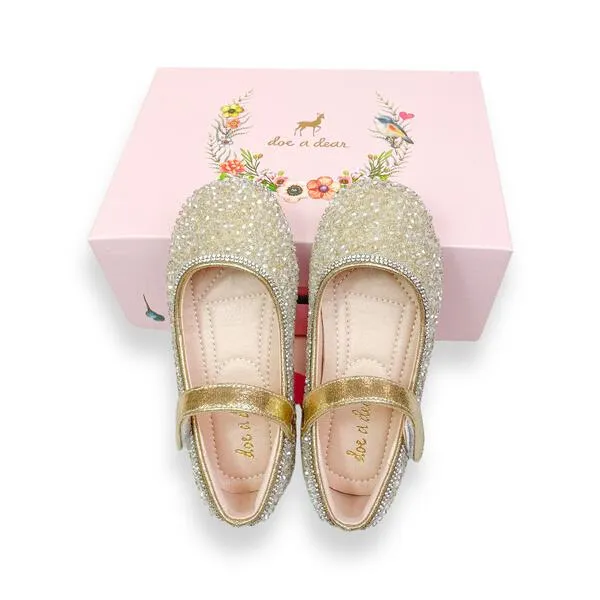 Bead Stone Flat Shoes - Lt. Gold