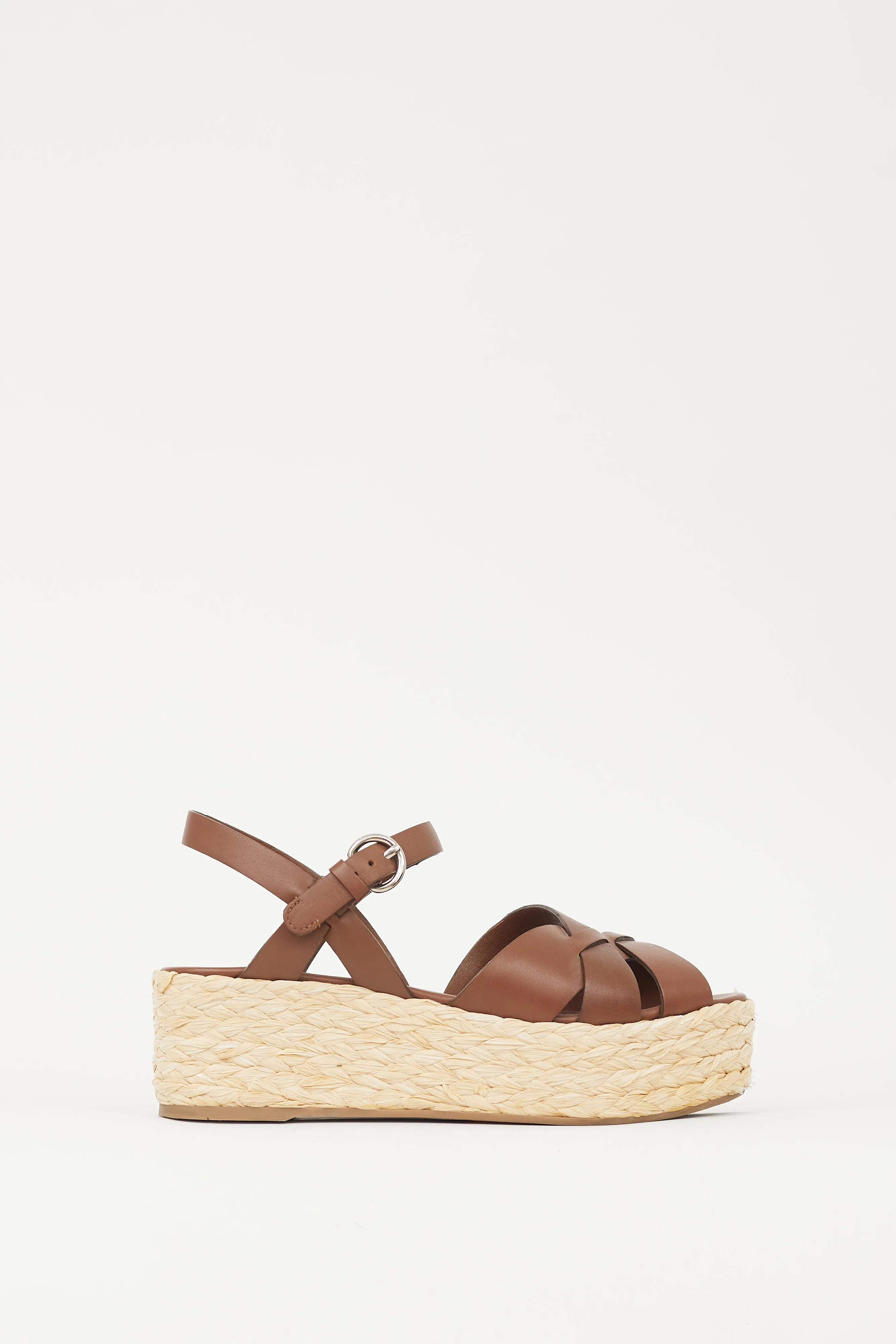 Brown & Beige Woven Flatform Sandal