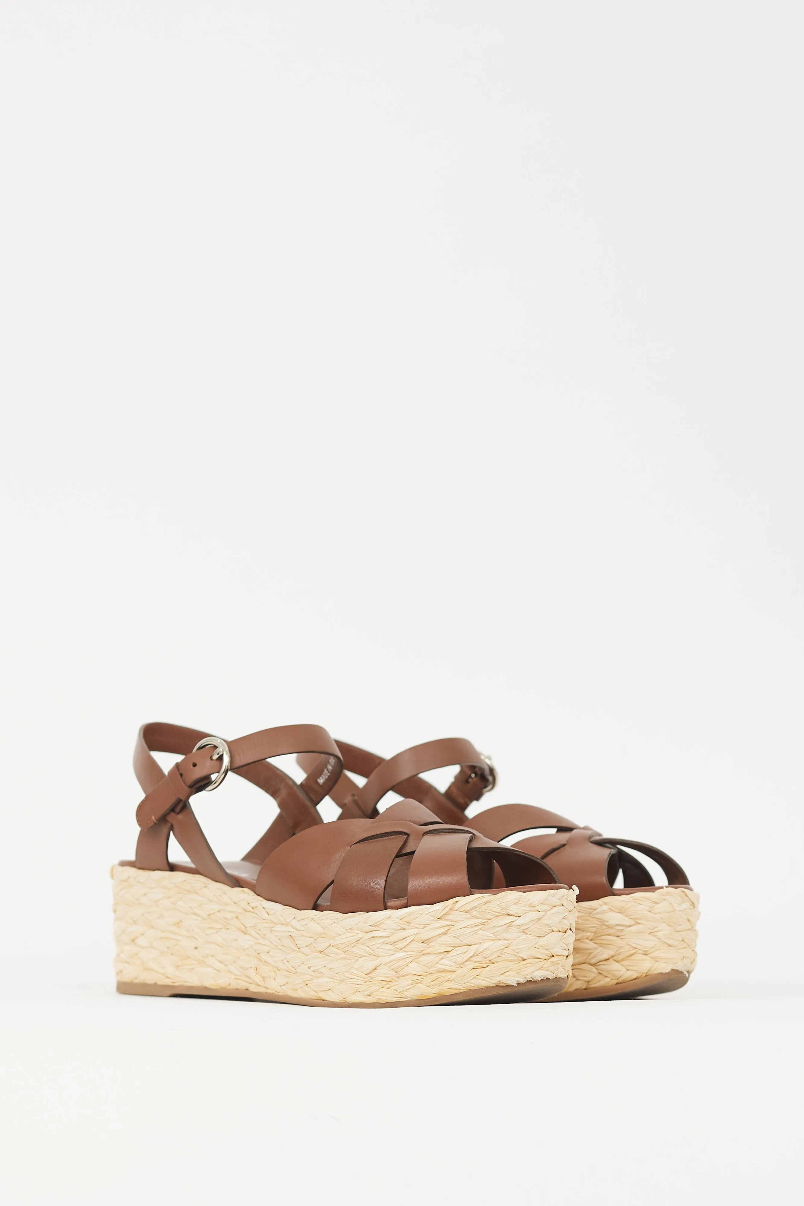 Brown & Beige Woven Flatform Sandal