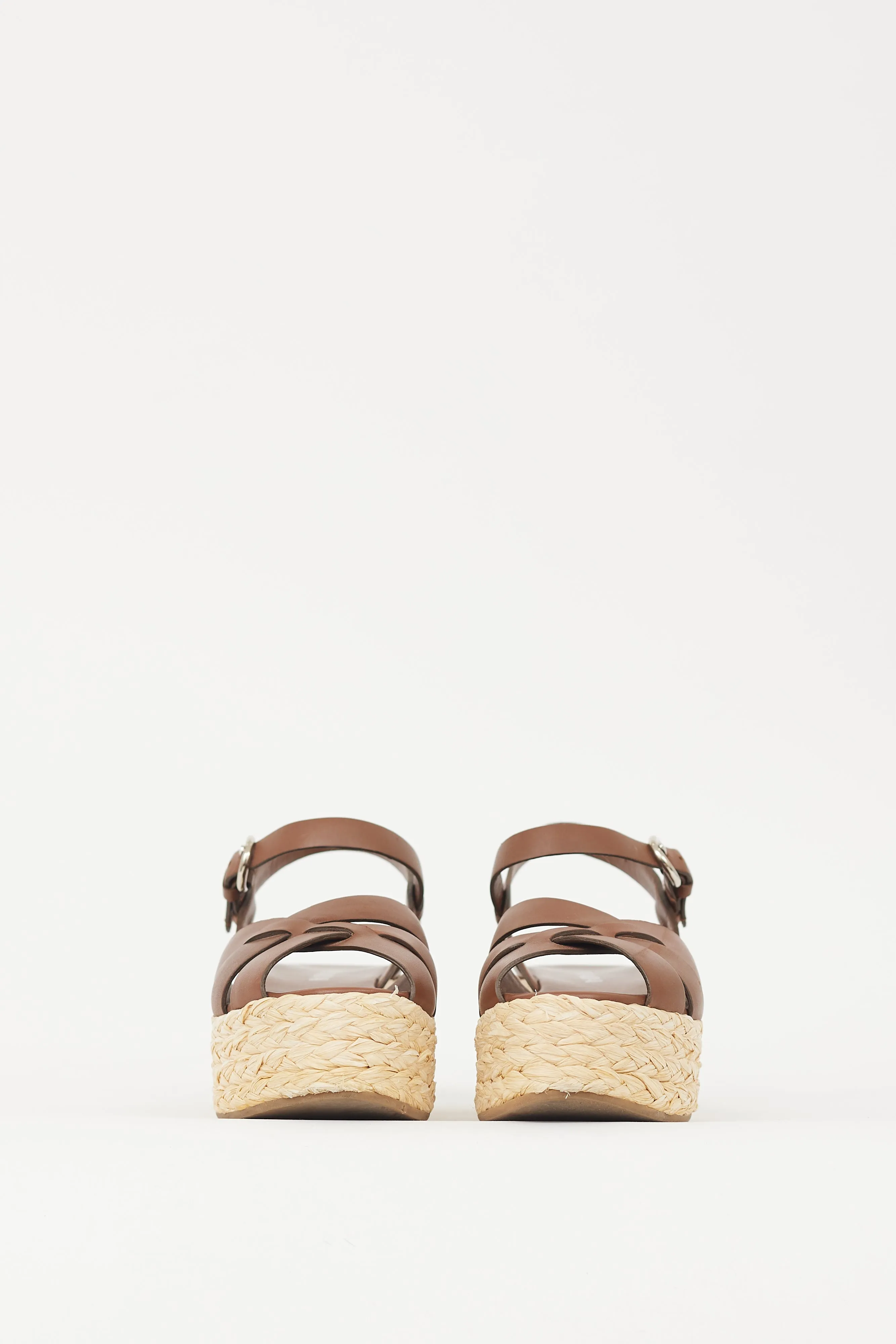 Brown & Beige Woven Flatform Sandal