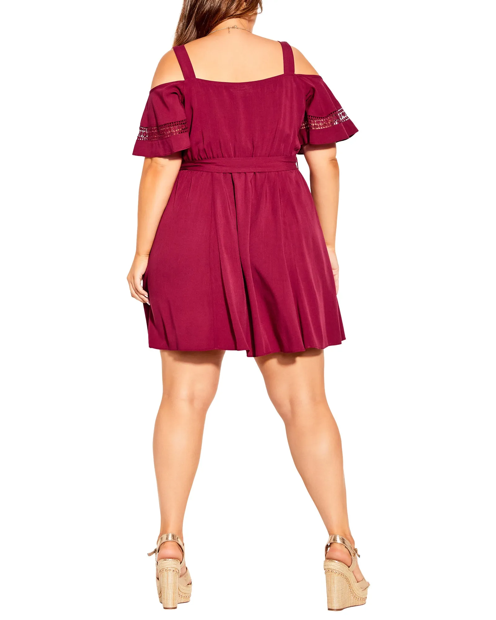 Carina Cold Shoulder Brunch Dress | Red