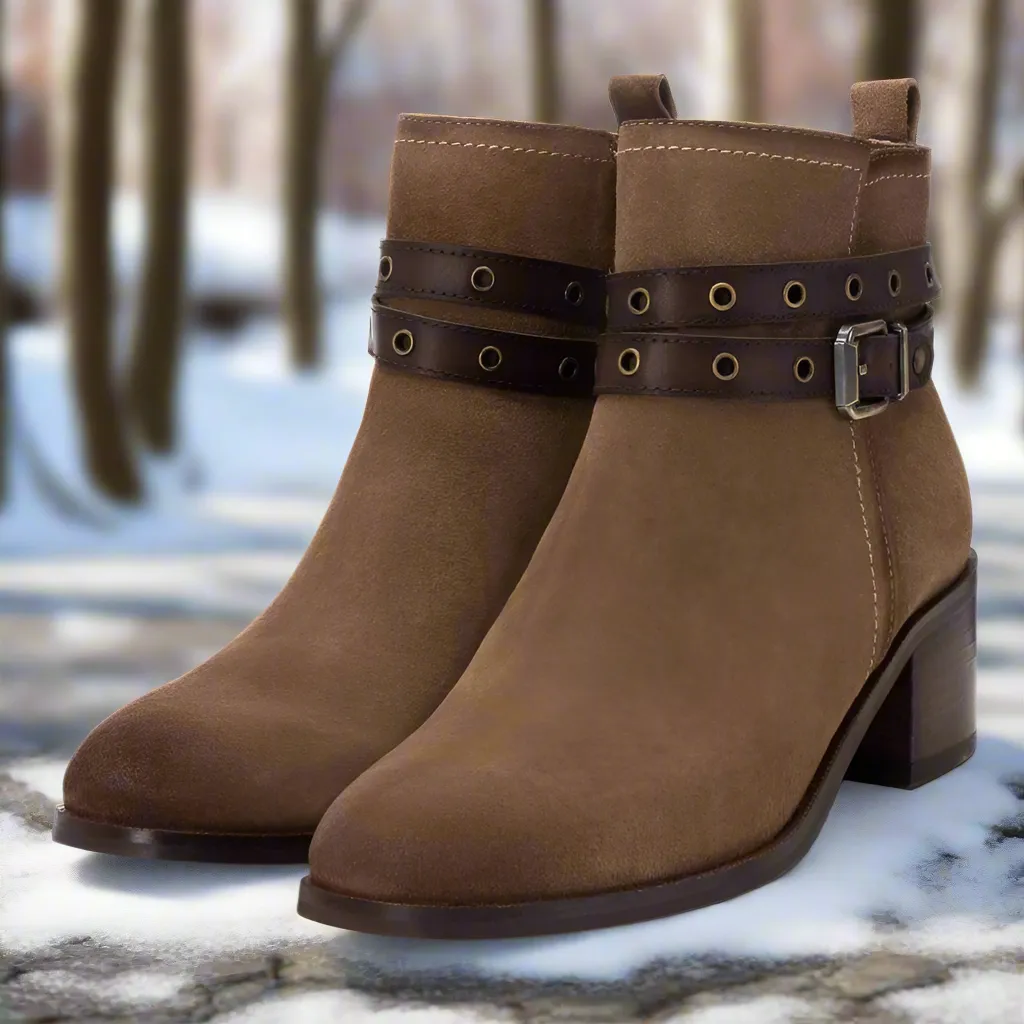 Carmela Suede Ankle Boot Taupe