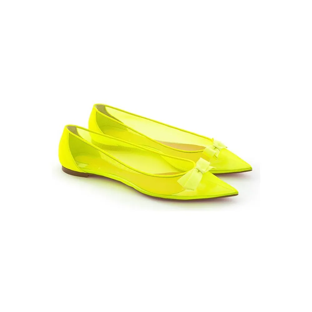 Christian Louboutin Sunshine Yellow Mesh Flat Elegance