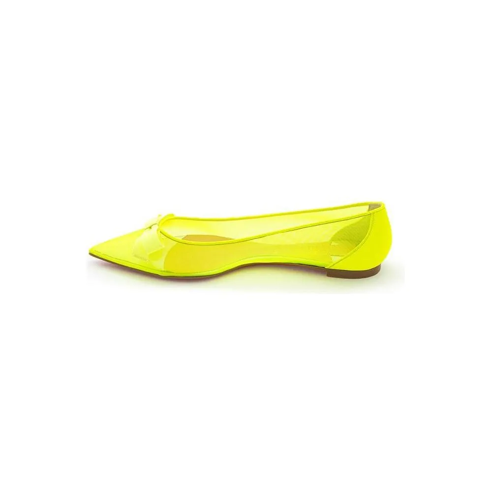 Christian Louboutin Sunshine Yellow Mesh Flat Elegance