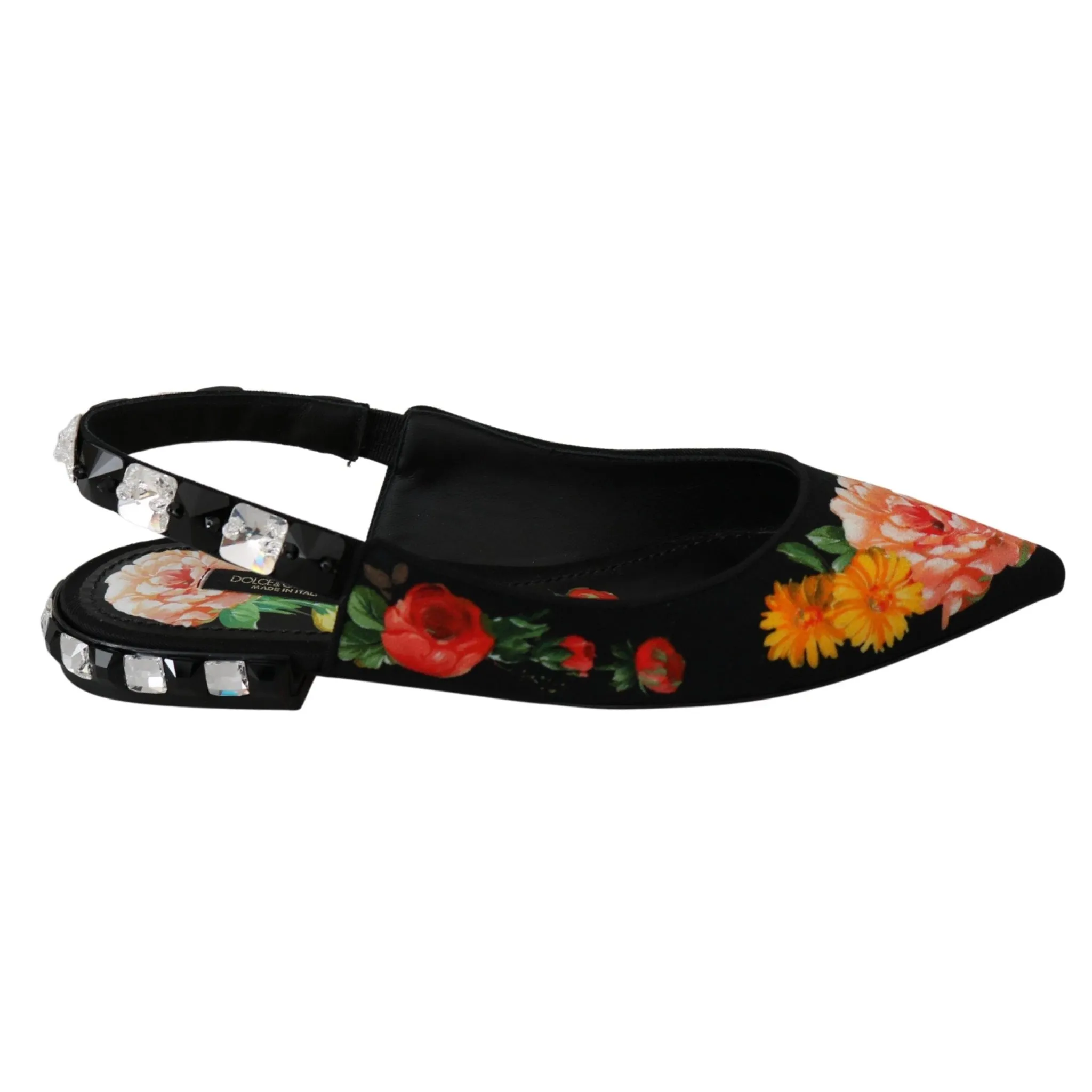 Dolce & Gabbana Elegant Crystal-Embellished Floral Flats