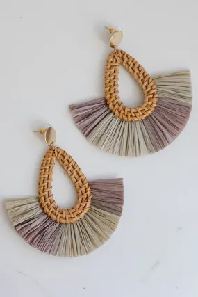 FINAL SALE - Lennon Grey Straw Fringe Statement Earrings