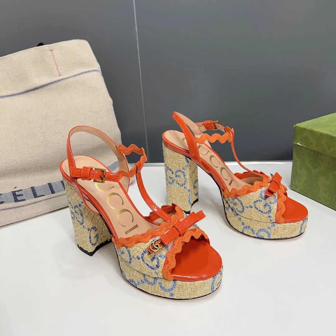 GG 105 HIGH HEEL SANDAL ORANGE STRAW