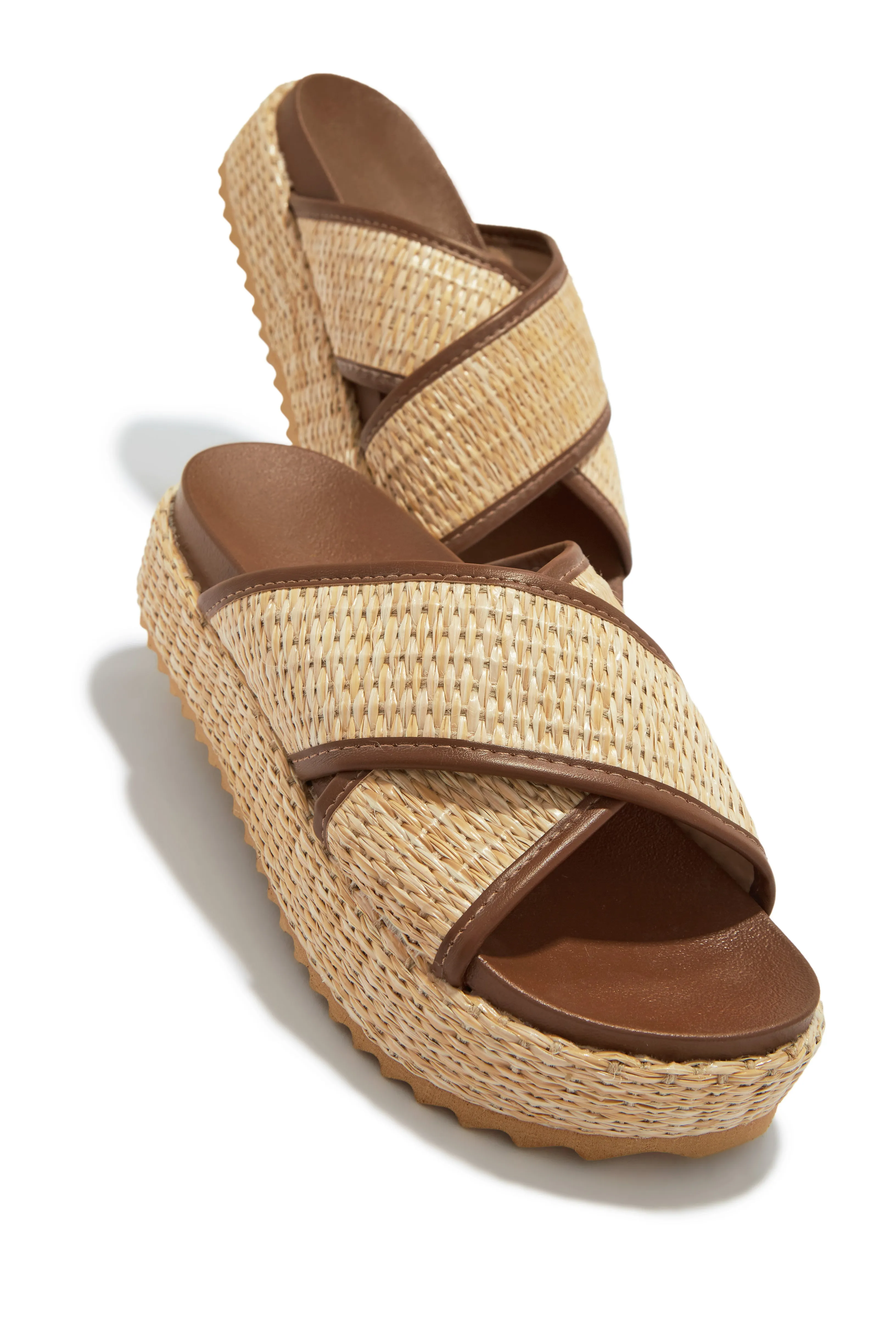 Holiday Sea Cross Front Platform Sandals - Natural