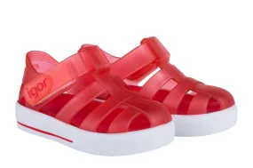 Igor S10171 Girl's Star Sandal - Transparent Rojo