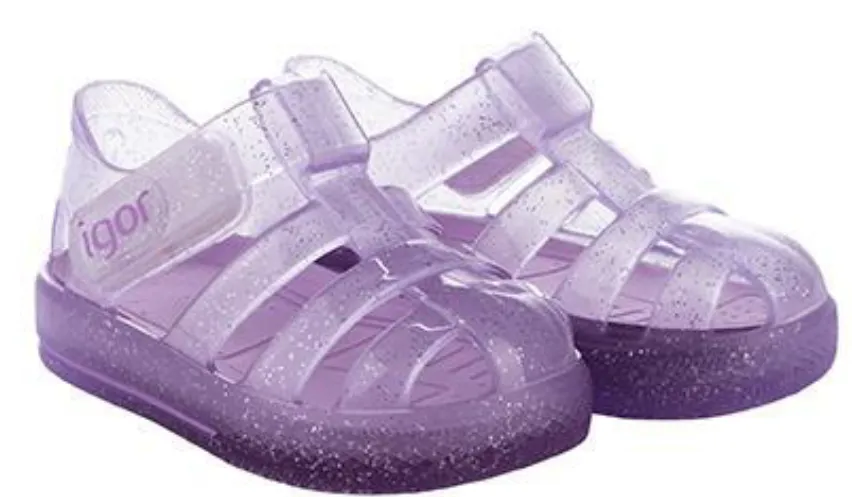 Igor S10265 Girl's Star Glitter Sandal - Malva