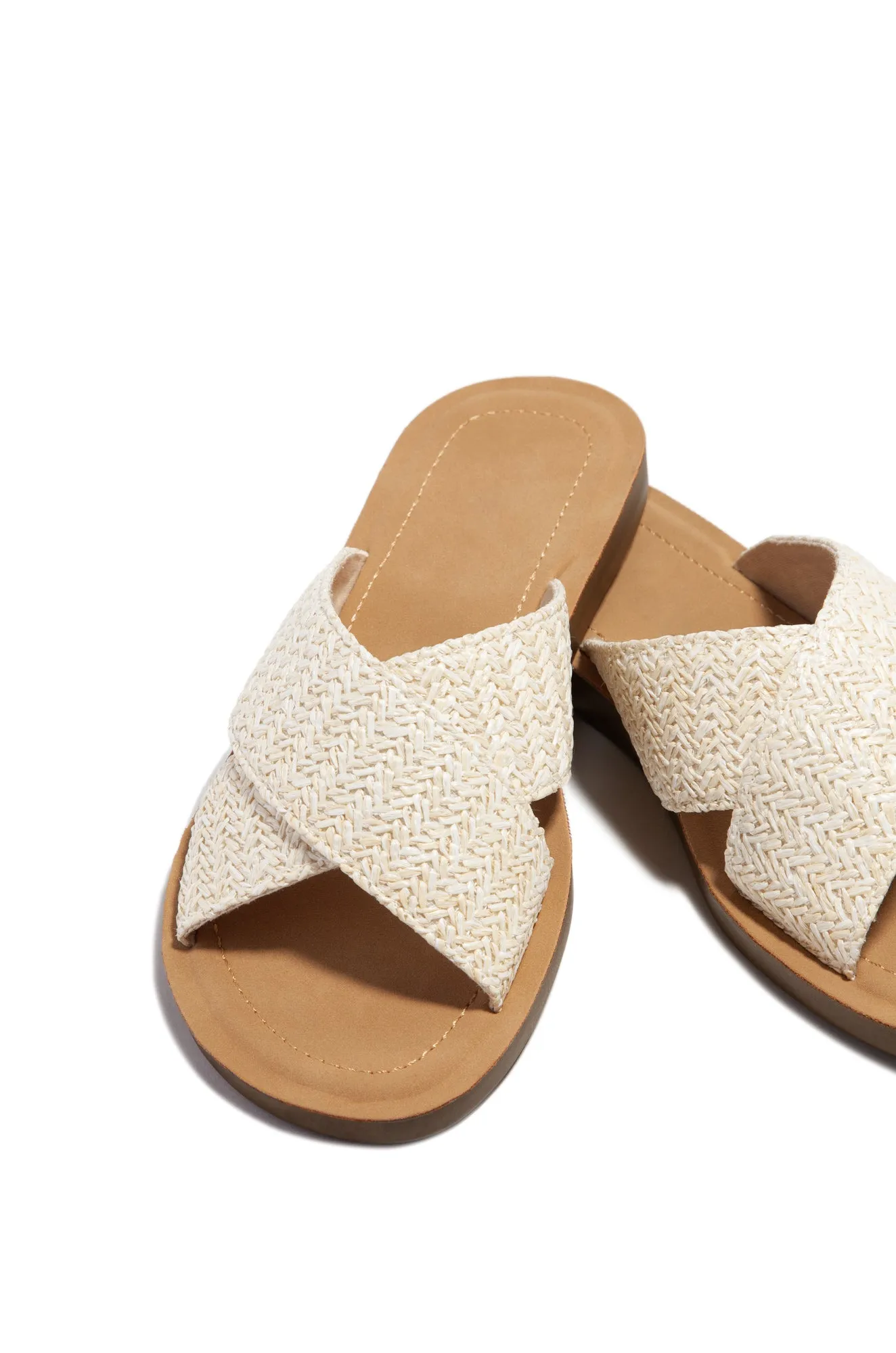 La Palma Slip On Flat Sandals - Straw