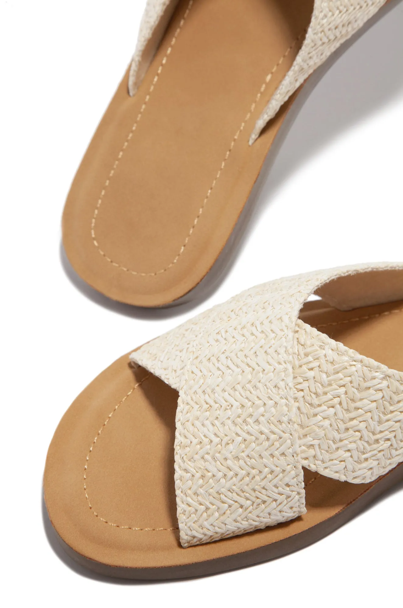 La Palma Slip On Flat Sandals - Straw