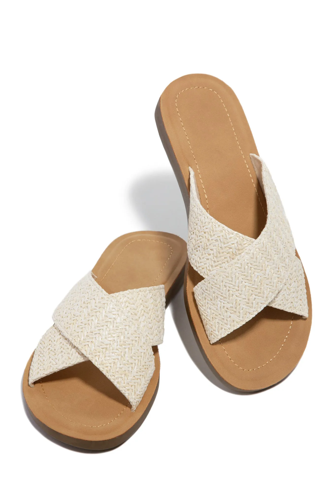 La Palma Slip On Flat Sandals - Straw