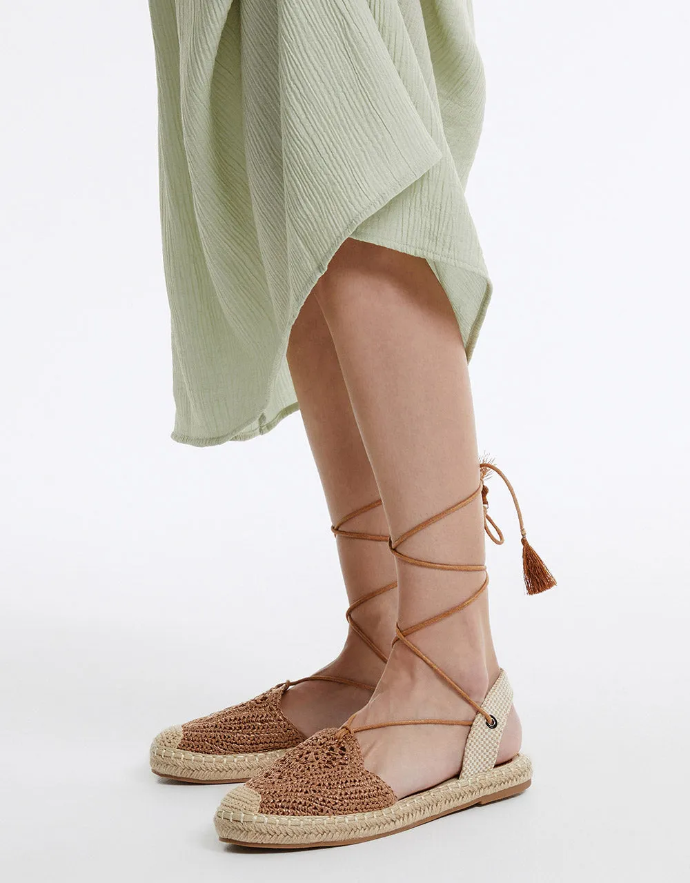 Lace Up Straw Sandals