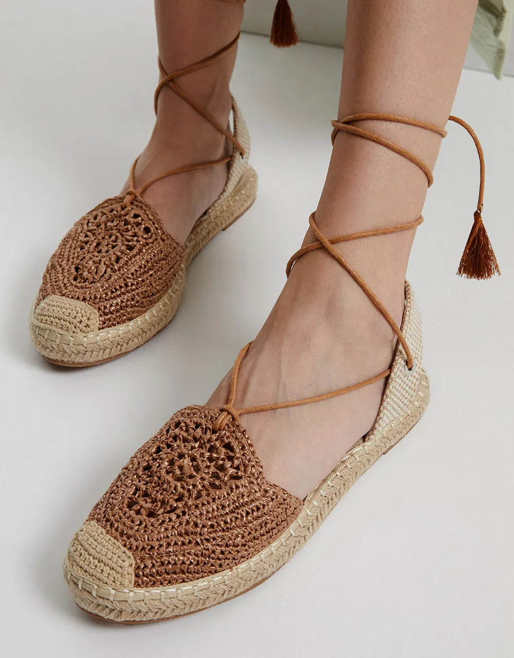 Lace Up Straw Sandals