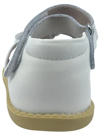 Livie & Luca Girl's Tabby Cat Milk Leather and Sparkle Hook and Loop Open Toe Sandal