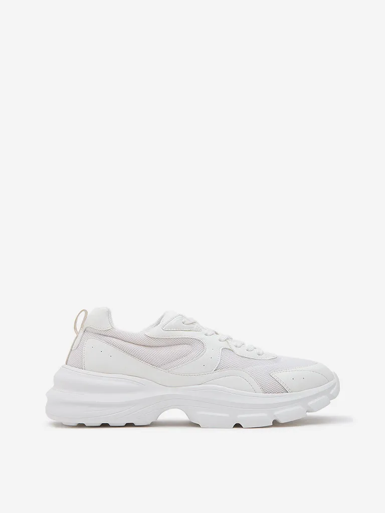 LUNA BLU White Mesh-Detailed Sneakers