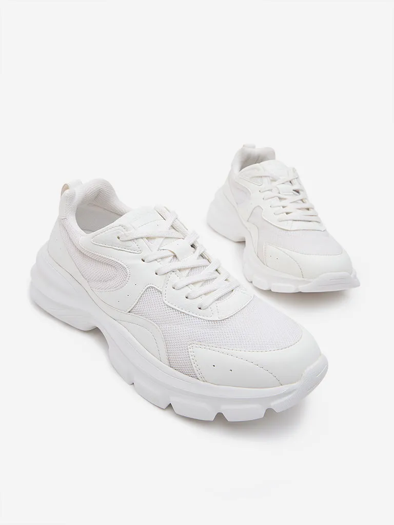 LUNA BLU White Mesh-Detailed Sneakers