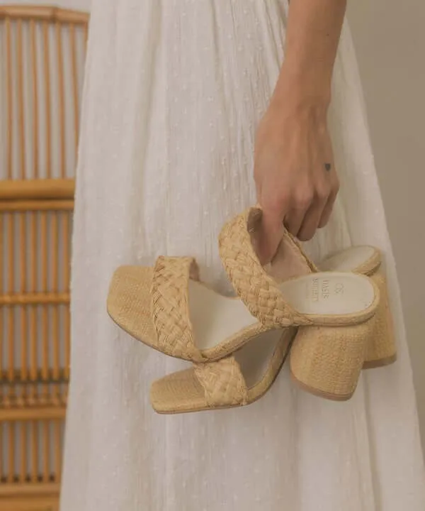 Oasis Society Kayla - Beige Raffia Sandals Heels