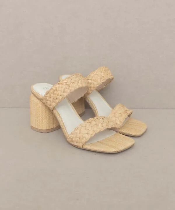 Oasis Society Kayla - Beige Raffia Sandals Heels