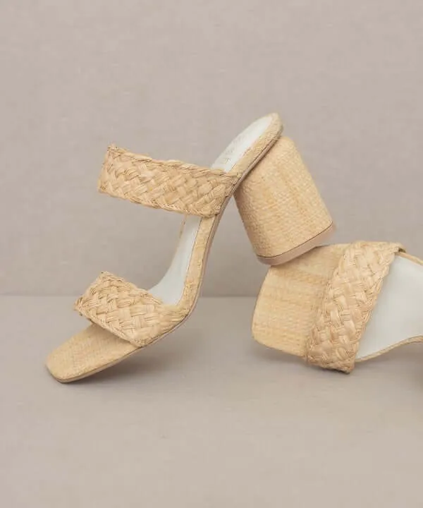 Oasis Society Kayla - Beige Raffia Sandals Heels