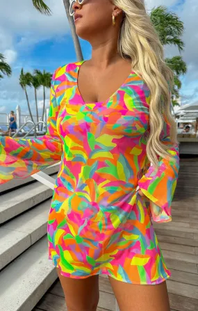 Santos Mini Cover Up ~ Neon Tropics