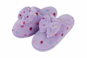 Snoozies Womens Hello Dottie Scuff with Bow Slippers - Size Large