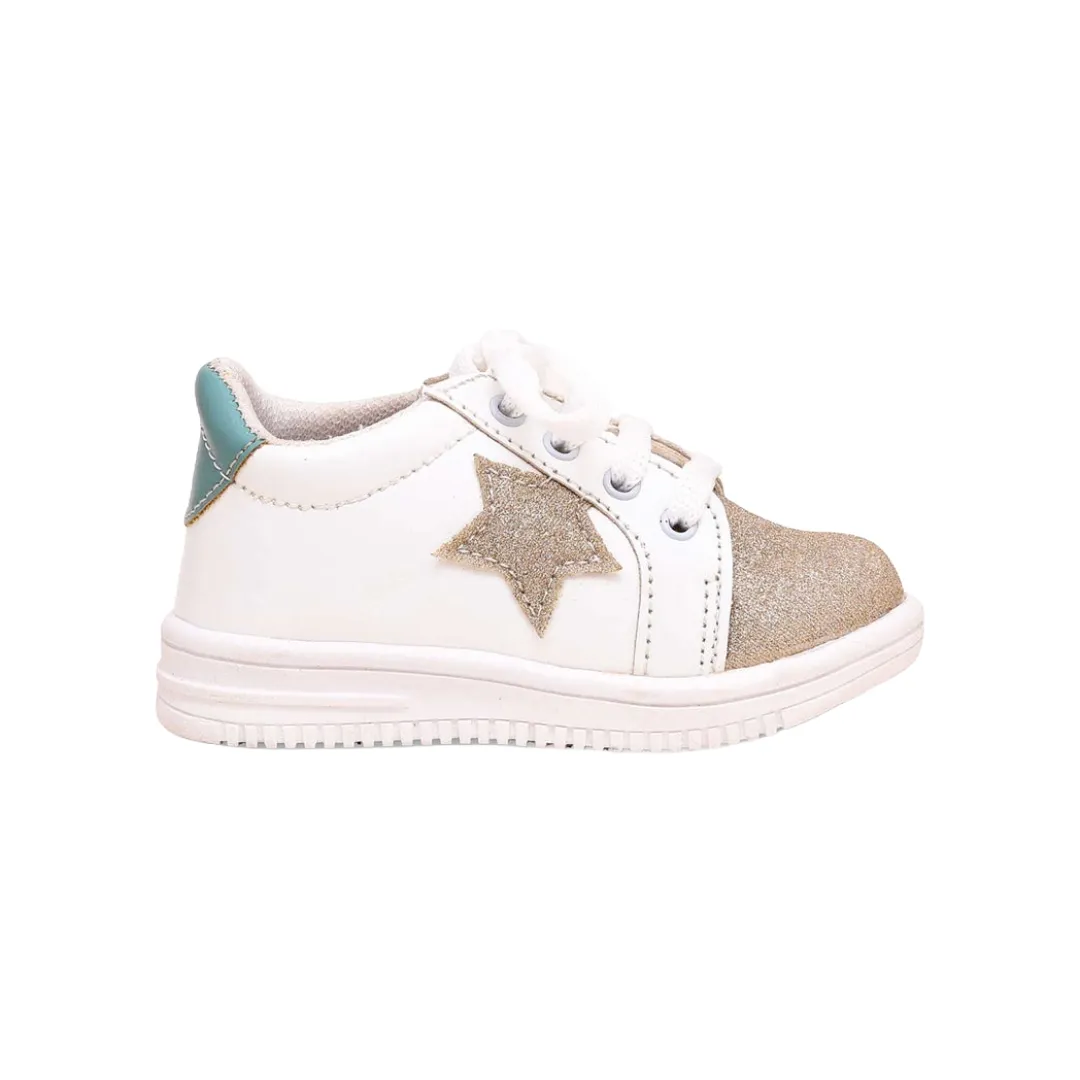 Sparkling Star Kids' Sneakers - White & Gold