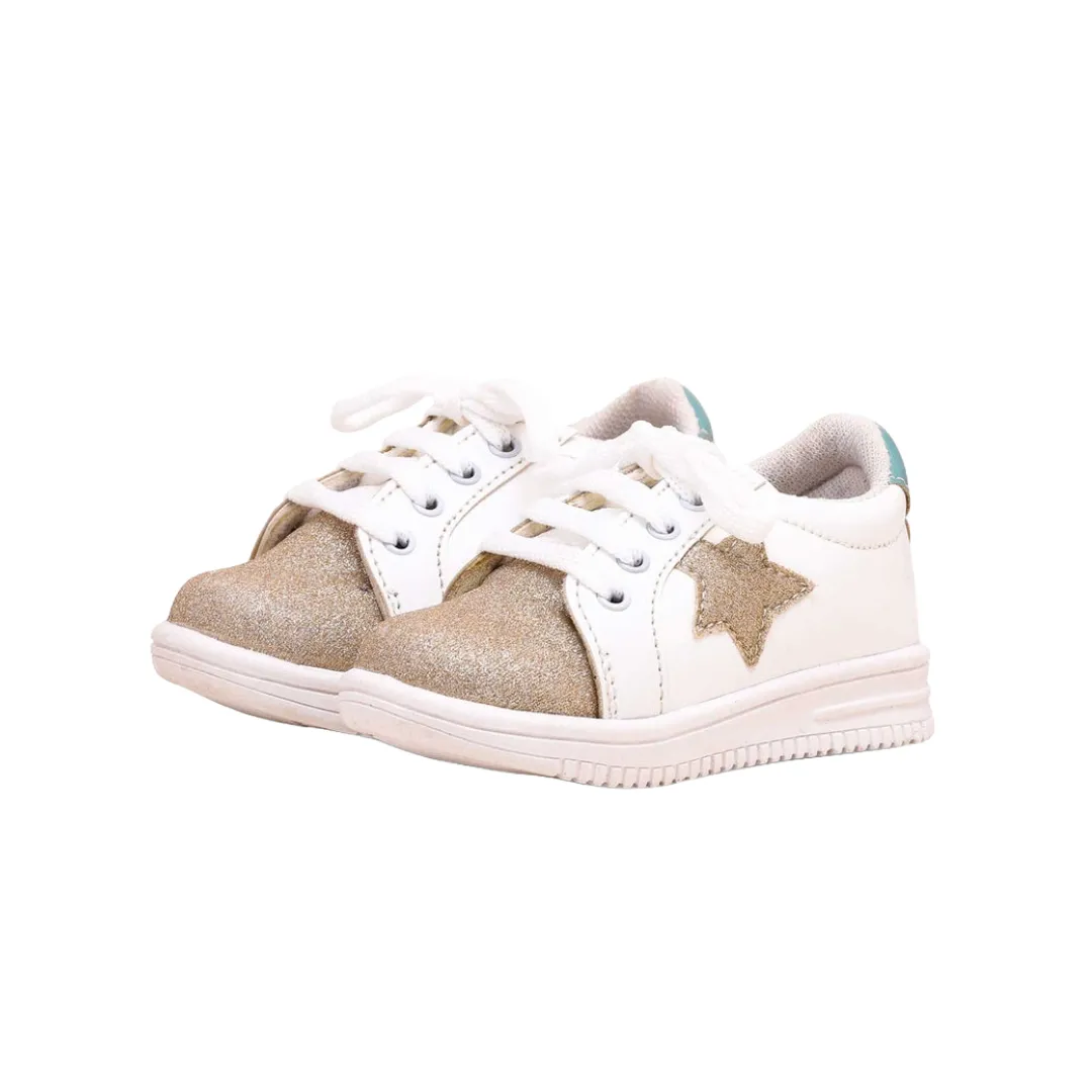 Sparkling Star Kids' Sneakers - White & Gold