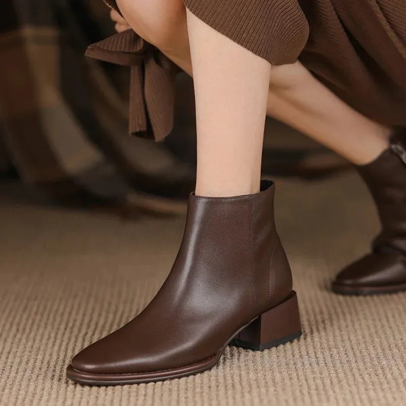 Women Ankle Boots Thick Heels Autumn Daily Footwear