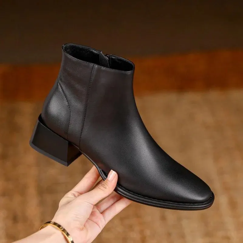 Women Ankle Boots Thick Heels Autumn Daily Footwear