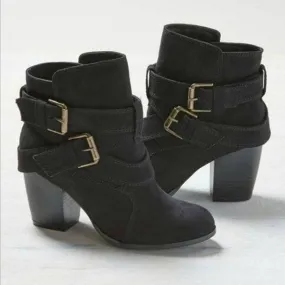 Women's Autumn/Winter Soft Leather Mid-Heeled Ankle Boots