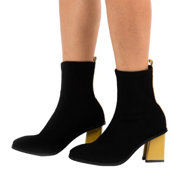 Women's Autumn/Winter Square-Heeled Slip-On Sock Boots