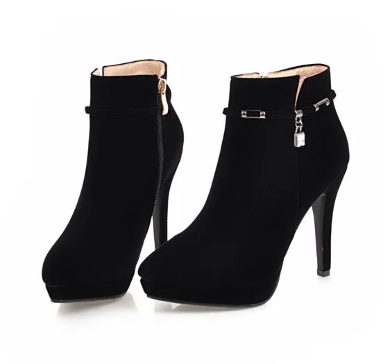 Women's Winter High-Heeled Velvet Ankle Boots