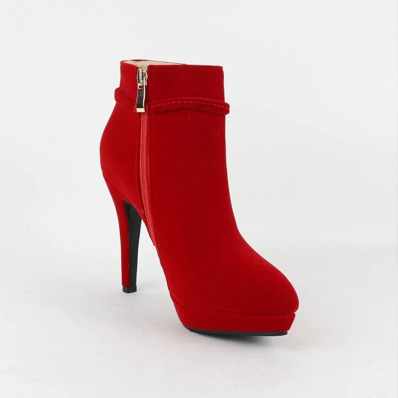 Women's Winter High-Heeled Velvet Ankle Boots