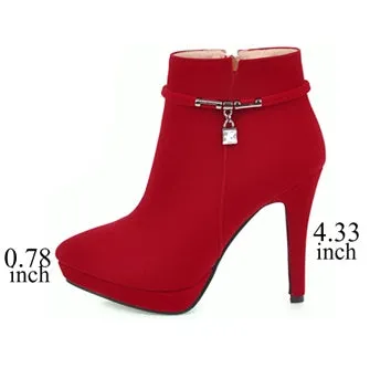 Women's Winter High-Heeled Velvet Ankle Boots