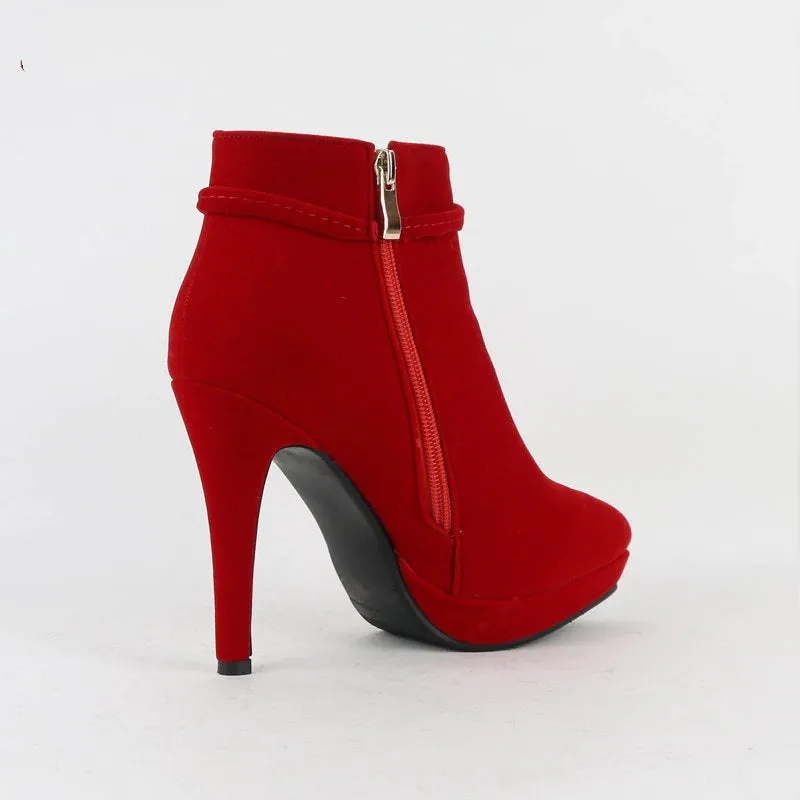 Women's Winter High-Heeled Velvet Ankle Boots